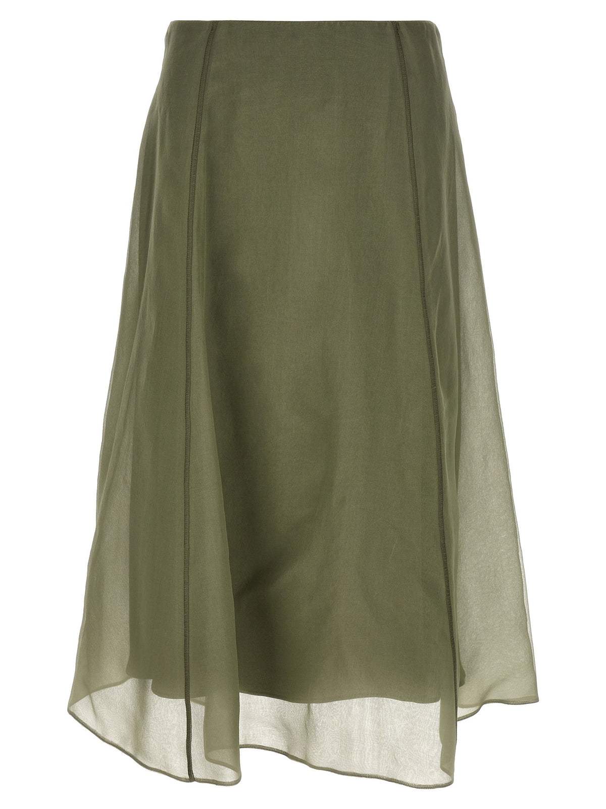 Bicolor Silk Midi Skirt