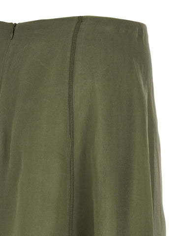 Bicolor Silk Midi Skirt