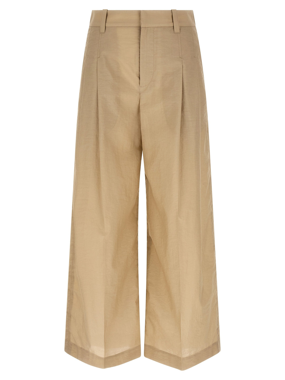 Beige Cotton Casual Pants