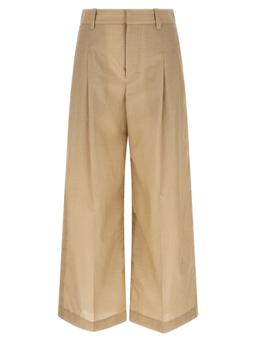 Beige Cotton Casual Pants