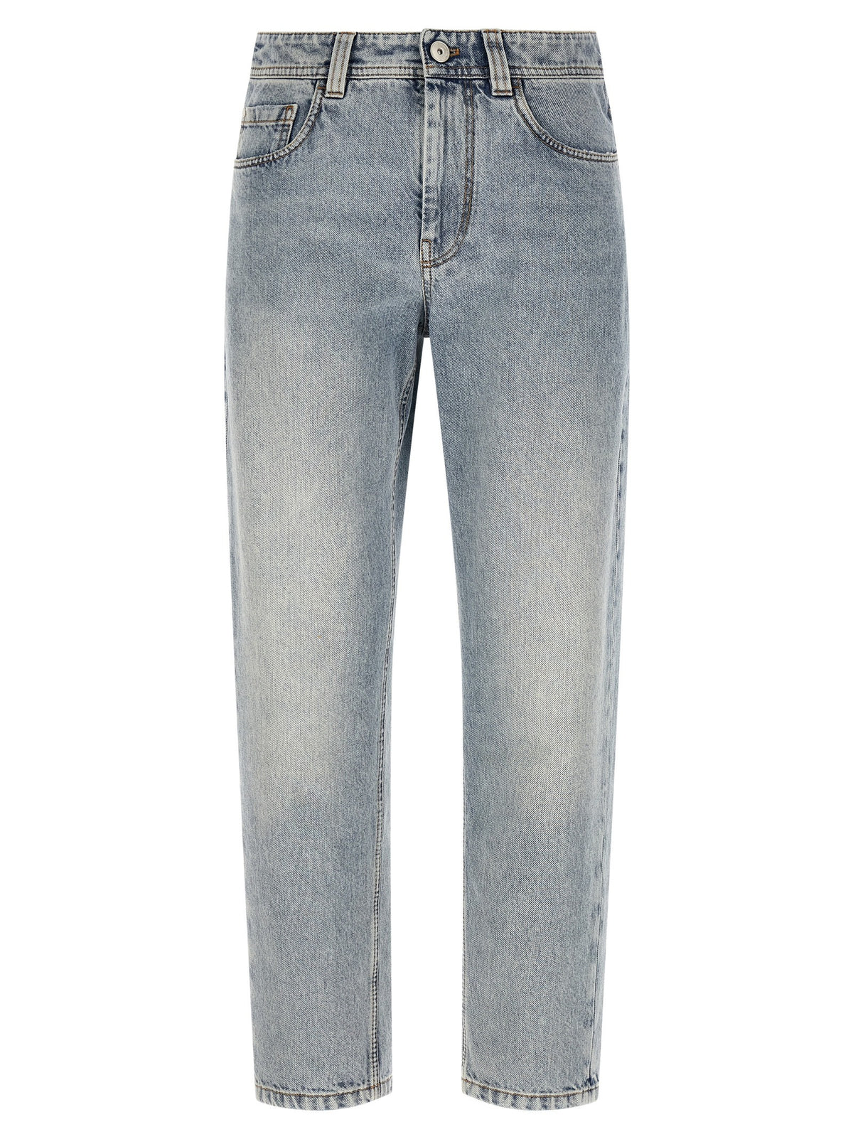 Blue Cotton Tapered Jeans