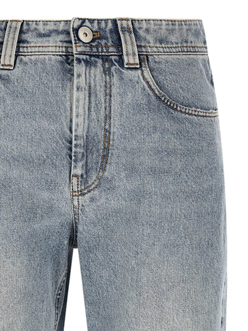 Blue Cotton Tapered Jeans