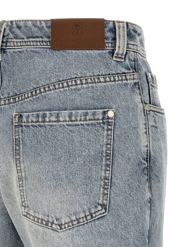 Blue Cotton Tapered Jeans