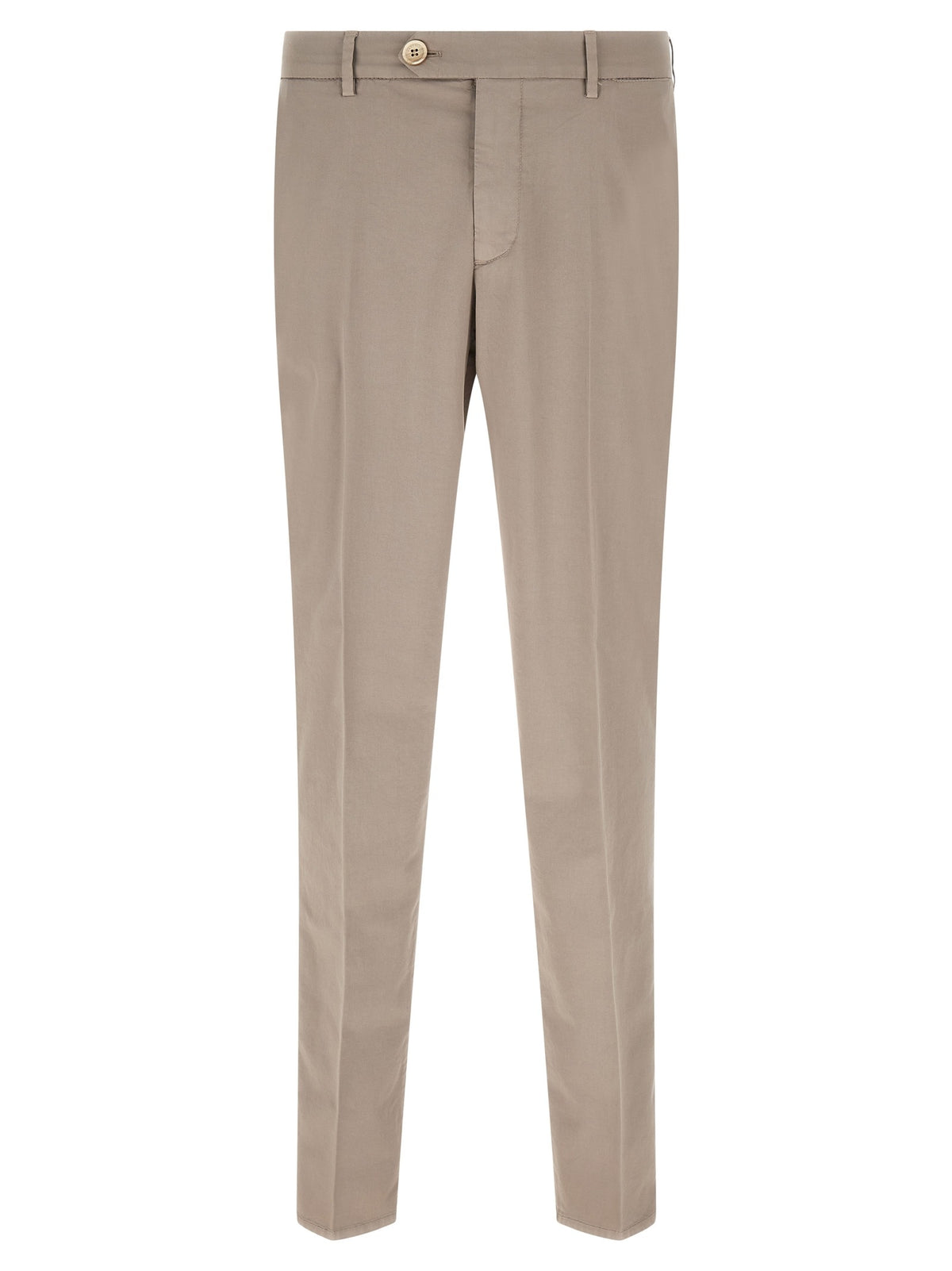 Beige Cotton Casual Pants