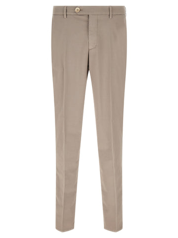 Beige Cotton Casual Pants