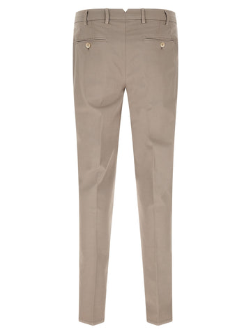 Beige Cotton Casual Pants