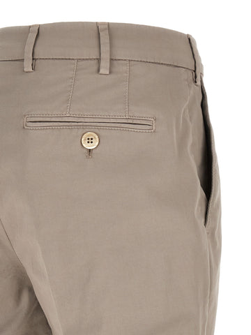 Beige Cotton Casual Pants