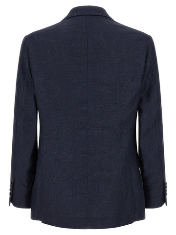 Blue Silk Two-Piece Suit