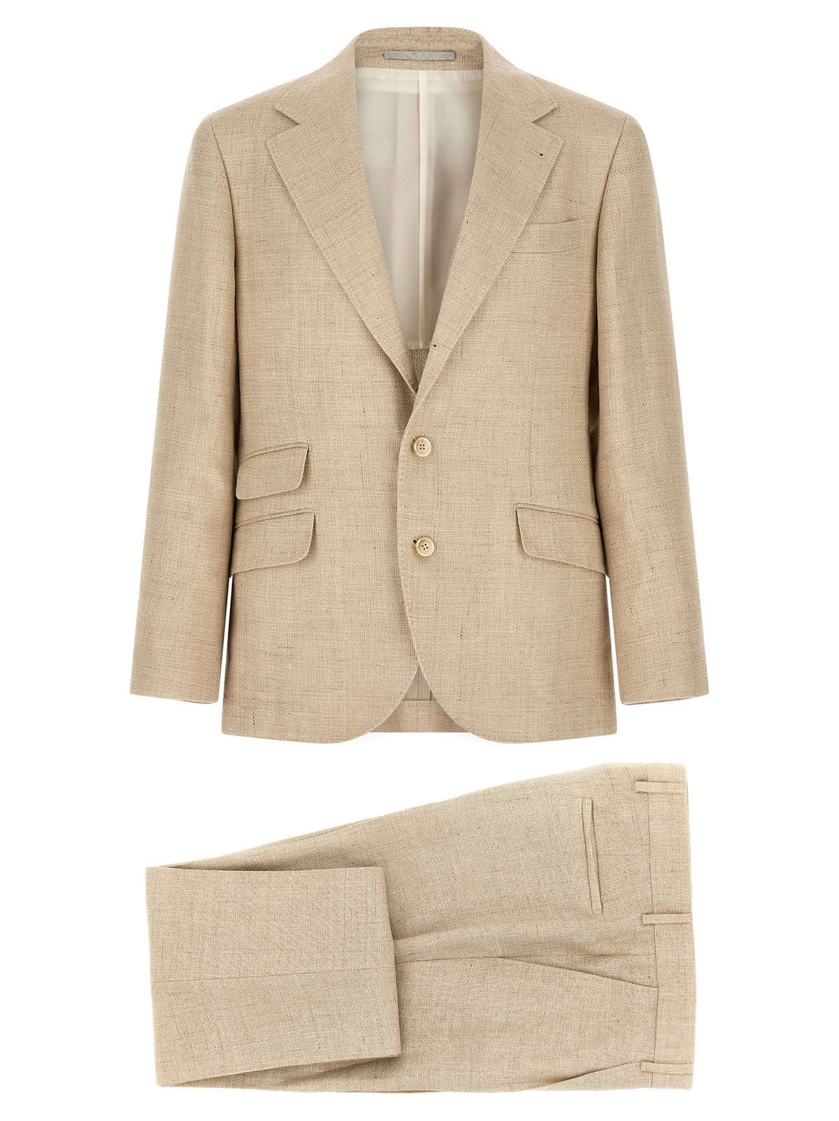 Beige Silk Two-Piece Suit