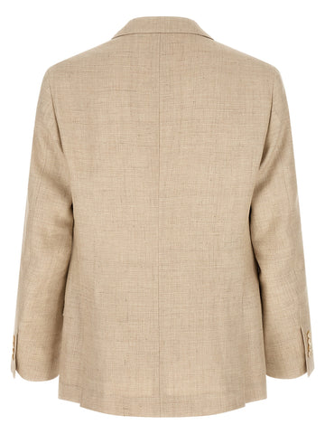 Beige Silk Two-Piece Suit