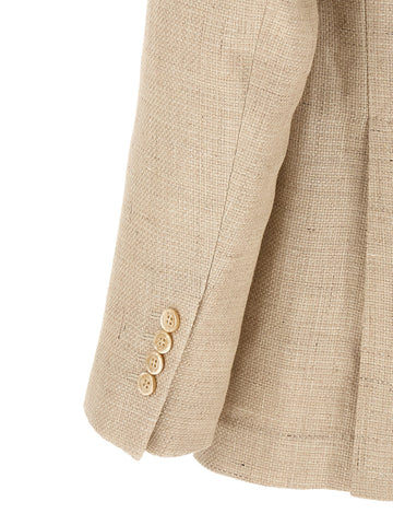 Beige Silk Two-Piece Suit