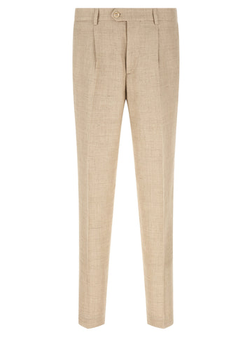 Beige Silk Two-Piece Suit