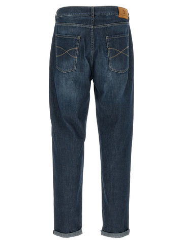 Blue Cotton Straight-Leg Jeans