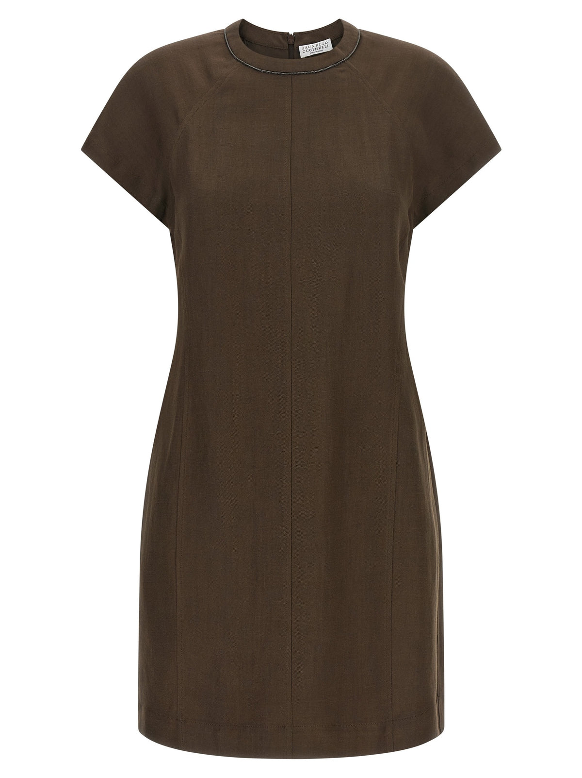 Brown Viscose Short Dress