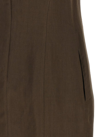 Brown Viscose Short Dress