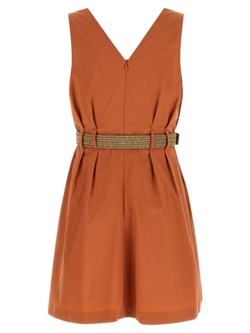 Orange Cotton Short Dress
