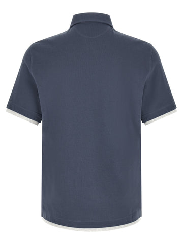 Blue Cotton Polo Shirt
