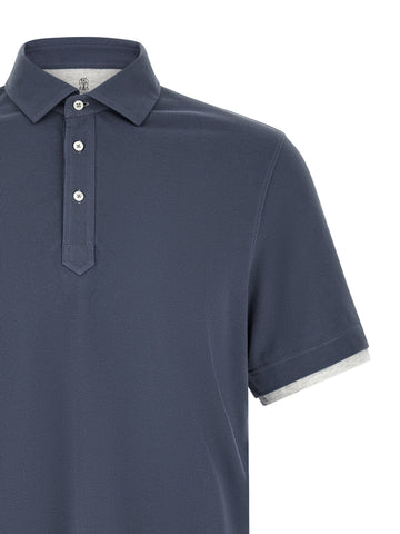 Blue Cotton Polo Shirt