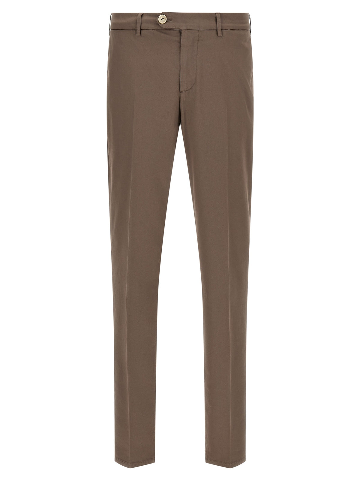 Beige Cotton Casual Pants