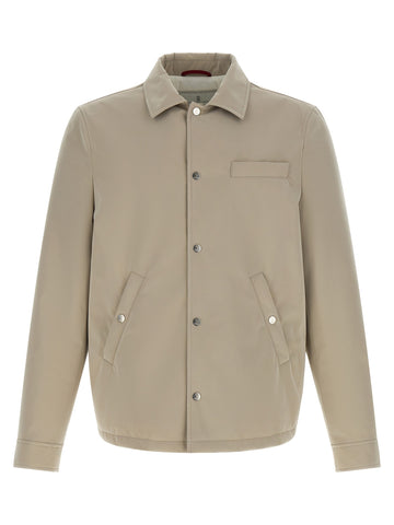 Gray Polyester Full-Length Jacket