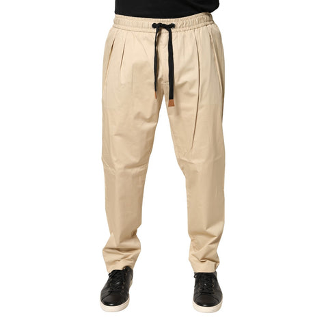 Beige Cotton Skinny Men Jogger Trouser Pants