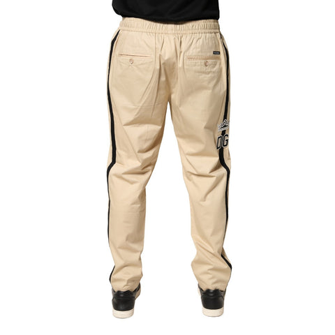 Beige Cotton Skinny Men Jogger Trouser Pants