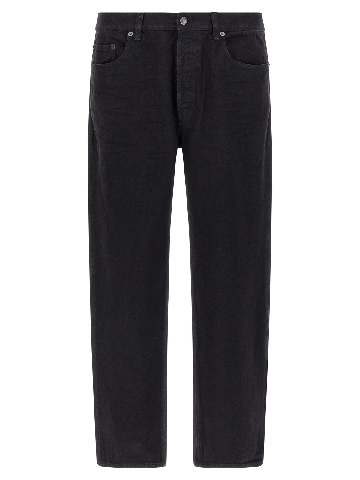 Black Cotton Straight-Leg Jeans