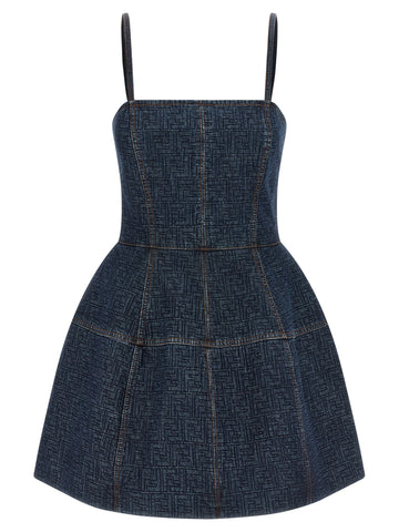 Blue Cotton Short Dress