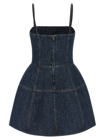 Blue Cotton Short Dress