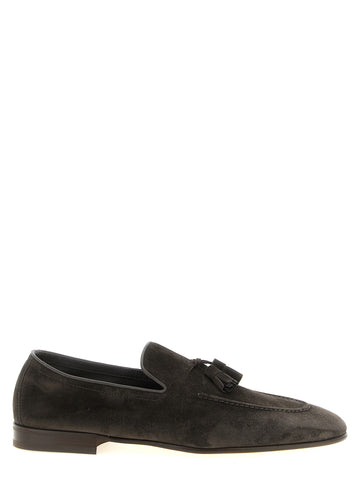 Gray Calfskin Slip-On Loafers