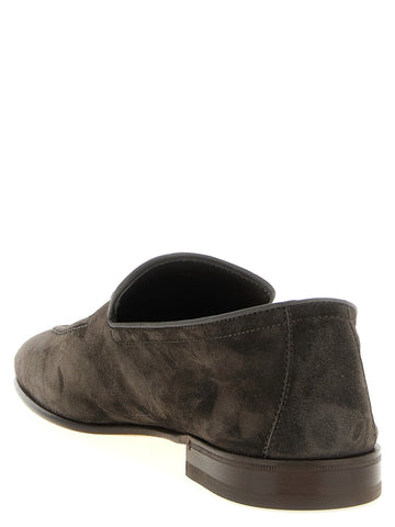Gray Calfskin Slip-On Loafers