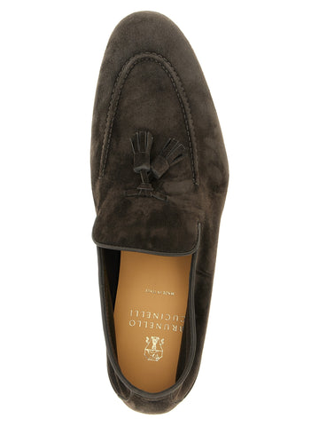 Gray Calfskin Slip-On Loafers