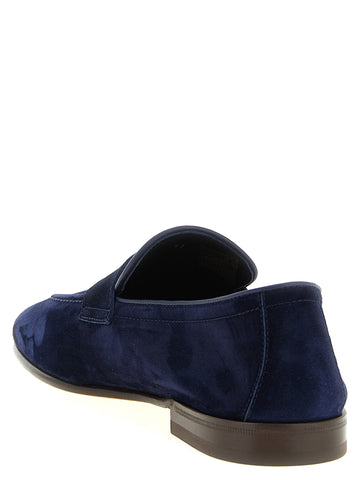 Blue Calfskin Slip-On Loafers