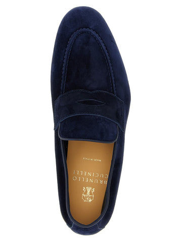 Blue Calfskin Slip-On Loafers