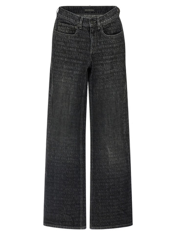 Black Cotton Flared Jeans