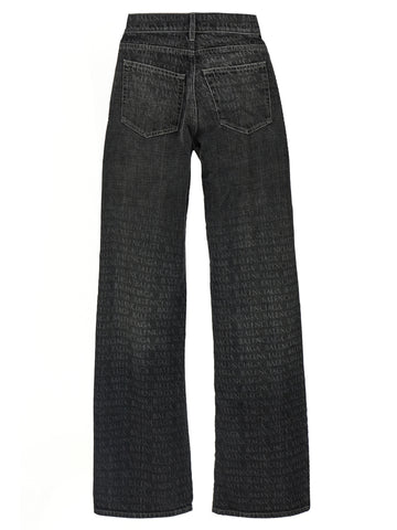 Black Cotton Flared Jeans
