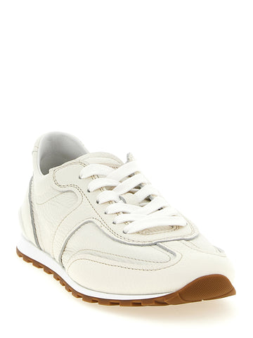 White Goatskin Athletic Sneakers
