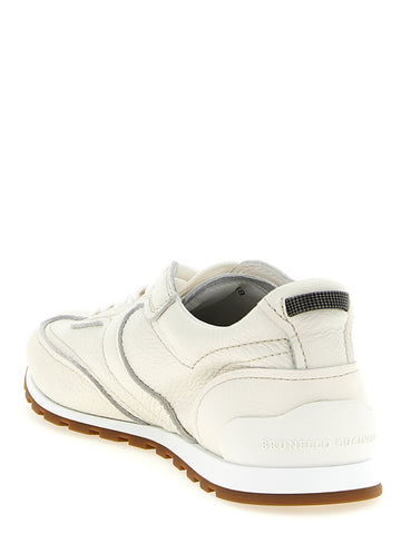 White Goatskin Athletic Sneakers