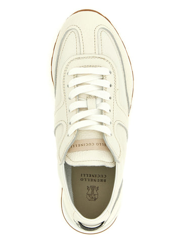White Goatskin Athletic Sneakers