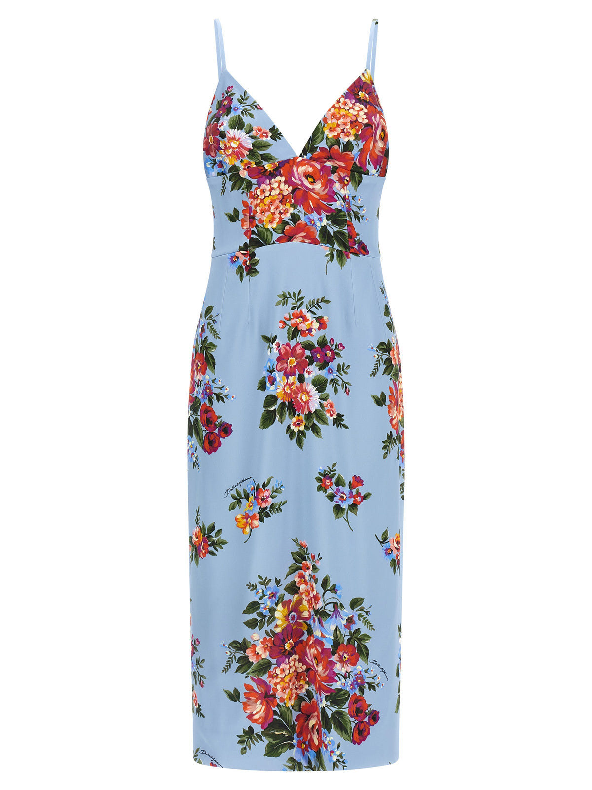 Blue Viscose Midi Dress