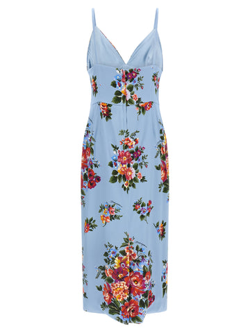 Blue Viscose Midi Dress