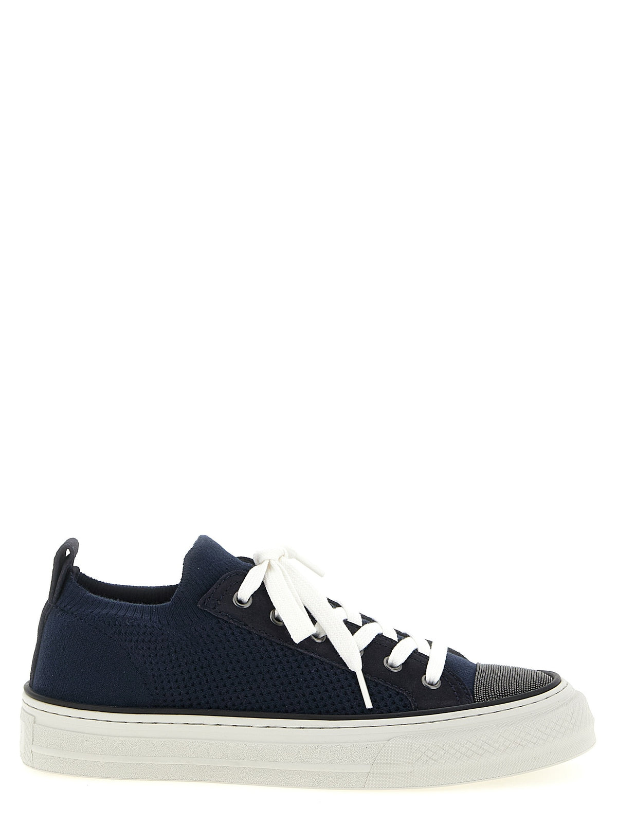 Blue Cotton Low Top Sneakers