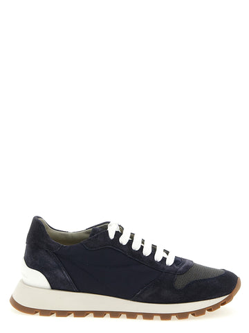 Blue Polyester Athletic Sneakers