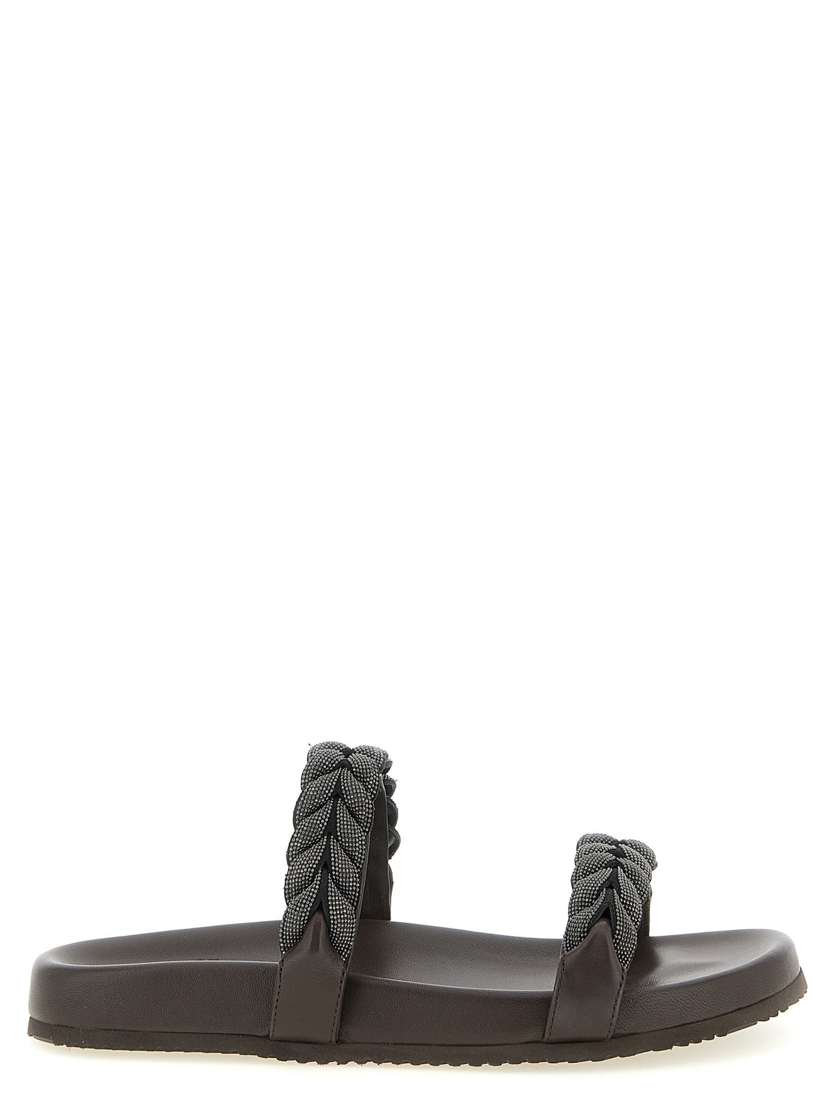 Brown Leather Slides
