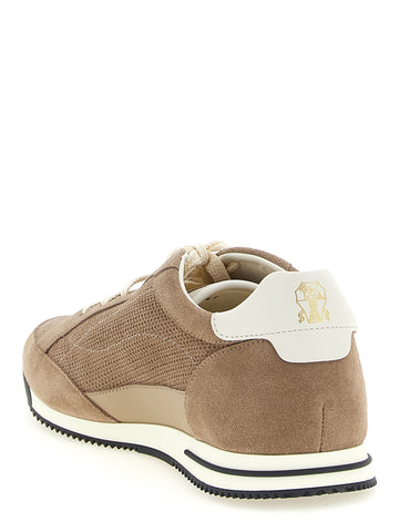 Beige Calfskin Low Top Sneakers