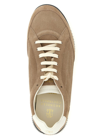 Beige Calfskin Low Top Sneakers