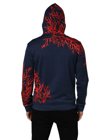 Blue Cotton Coral Logo Hooded Sweatshirt Sweater