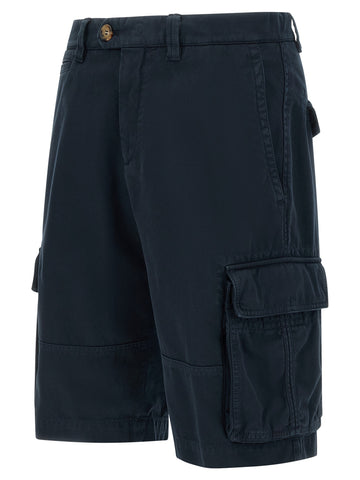 Blue Cotton Bermuda Shorts