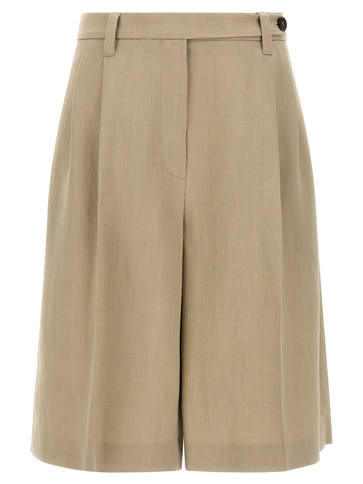 Beige Viscose Bermuda Shorts
