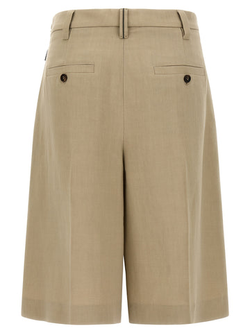 Beige Viscose Bermuda Shorts